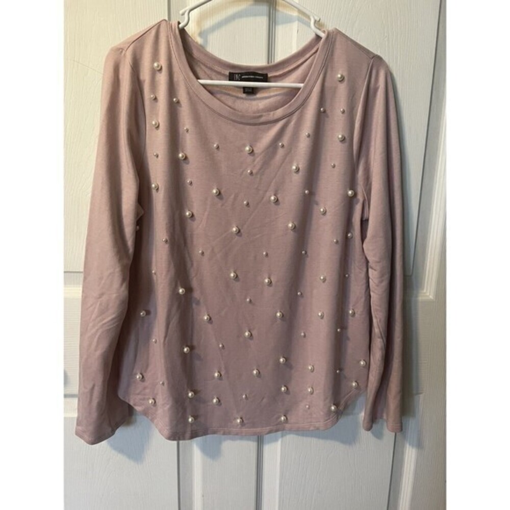 INC Light Pink Pullover Sweater with Imitation‎ Pearl Accents women-Size Medium